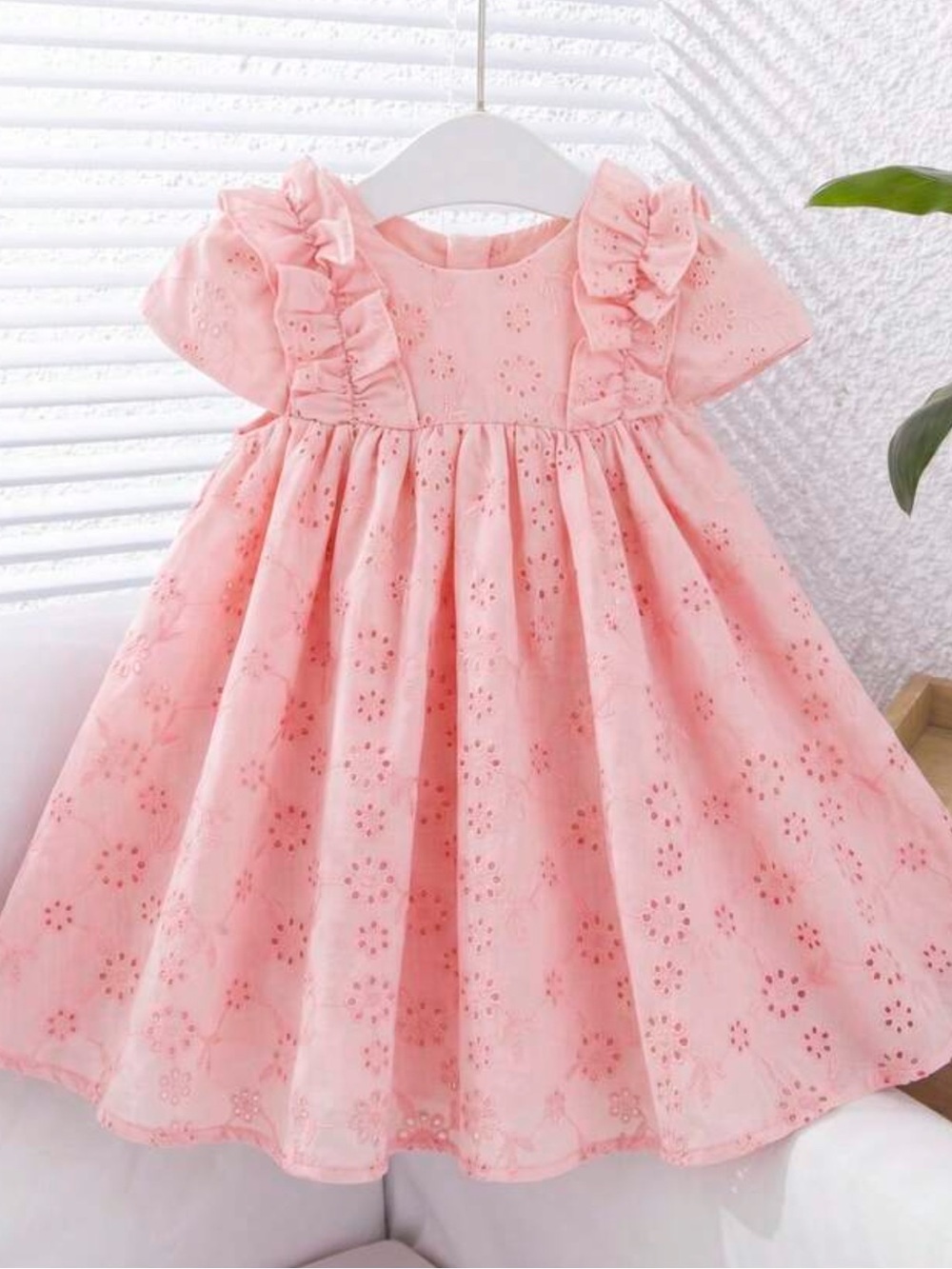 Toddler Girls Pink Eyelet Lace Ruffle Dress 2T-3T Preppy Princess Tea Party NWT